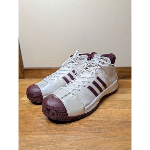 Adidas TS Pro Model Basketball Shoes Men’s Size 19 White Maroon Rare EUC main image 9
